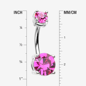 Detail View 1 of Fuchsia Sparkle Prong Set Belly Button Ring-Fuchsia